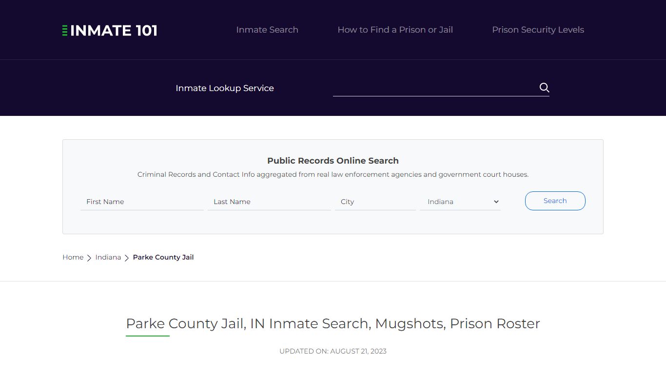 Parke County Jail, IN Inmate Search, Mugshots, Prison Roster